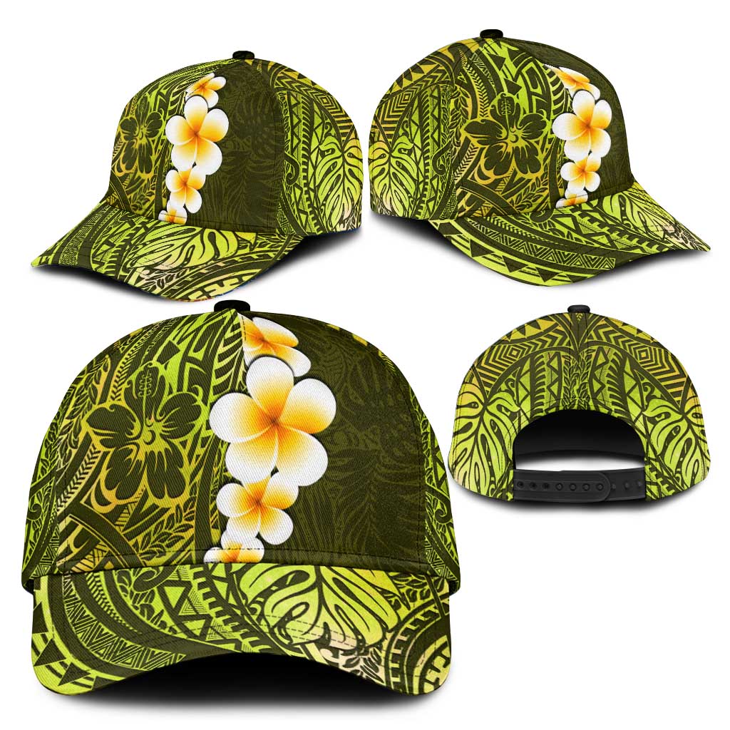 Lime Green Polynesia Classic Cap Plumeria Tropical Leaves With Galaxy Polynesian Art LT14 - Polynesian Pride