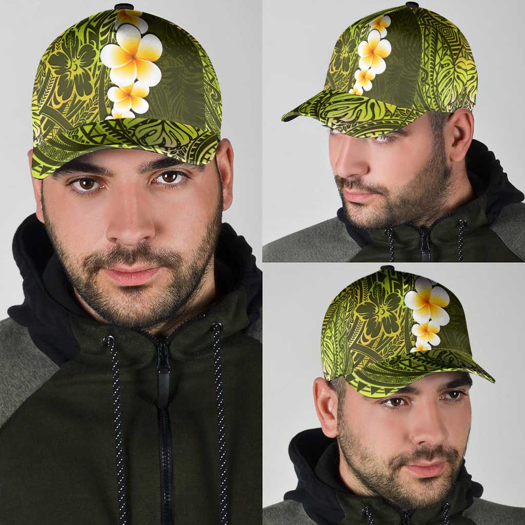 Lime Green Polynesia Classic Cap Plumeria Tropical Leaves With Galaxy Polynesian Art LT14 - Polynesian Pride