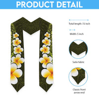 Lime Green Polynesia Graduation Stole Plumeria Tropical Leaves With Galaxy Polynesian Art