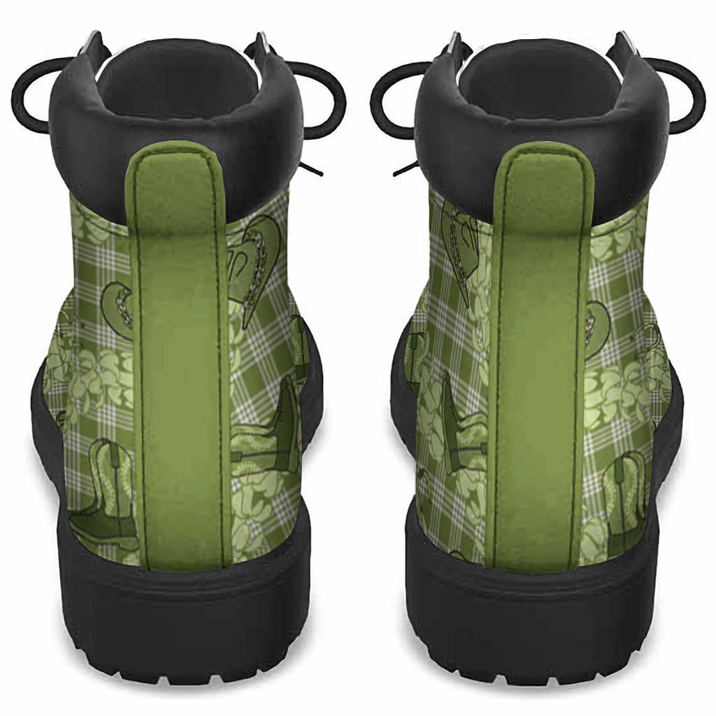 Lime Palaka Hawaii Cowboy All Season Boots Puakenikeni Lei Paniolo Papale Seamless Vibes LT14 - Polynesian Pride