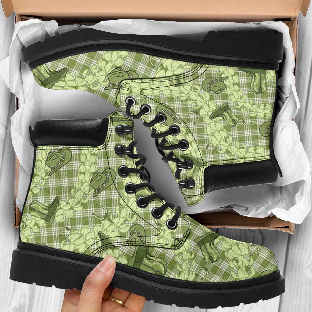 Lime Palaka Hawaii Cowboy All Season Boots Puakenikeni Lei Paniolo Papale Seamless Vibes LT14 Lime - Polynesian Pride