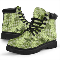 Lime Palaka Hawaii Cowboy All Season Boots Puakenikeni Lei Paniolo Papale Seamless Vibes LT14 - Polynesian Pride