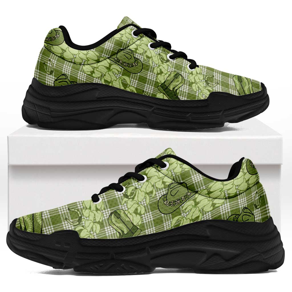 Lime Palaka Hawaii Cowboy Chunky Sneakers Puakenikeni Lei Paniolo Papale Seamless Vibes LT14 Lime - Polynesian Pride