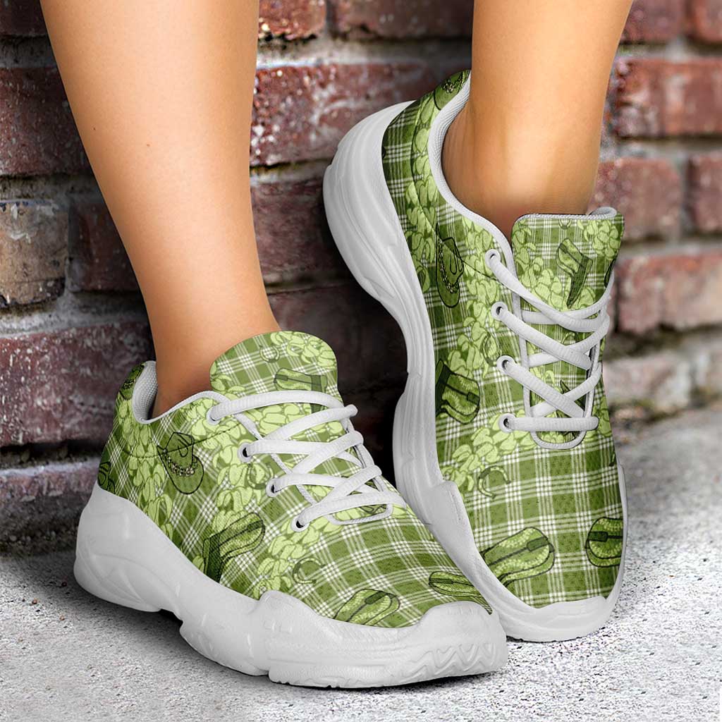 Lime Palaka Hawaii Cowboy Chunky Sneakers Puakenikeni Lei Paniolo Papale Seamless Vibes LT14 - Polynesian Pride