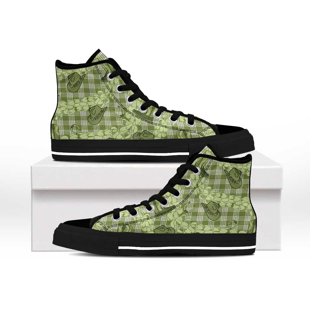 Lime Palaka Hawaii Cowboy High Top Shoes Puakenikeni Lei Paniolo Papale Seamless Vibes LT14 - Polynesian Pride