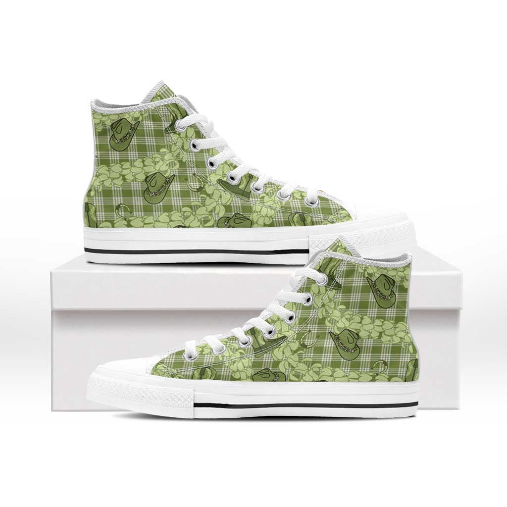 Lime Palaka Hawaii Cowboy High Top Shoes Puakenikeni Lei Paniolo Papale Seamless Vibes LT14 - Polynesian Pride
