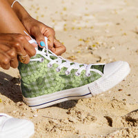 Lime Palaka Hawaii Cowboy High Top Shoes Puakenikeni Lei Paniolo Papale Seamless Vibes LT14 - Polynesian Pride