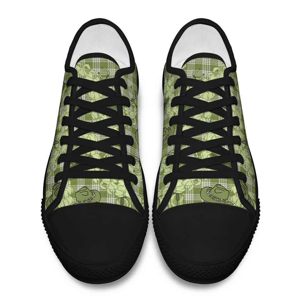 Lime Palaka Hawaii Cowboy Low Top Shoes Puakenikeni Lei Paniolo Papale Seamless Vibes LT14 - Polynesian Pride