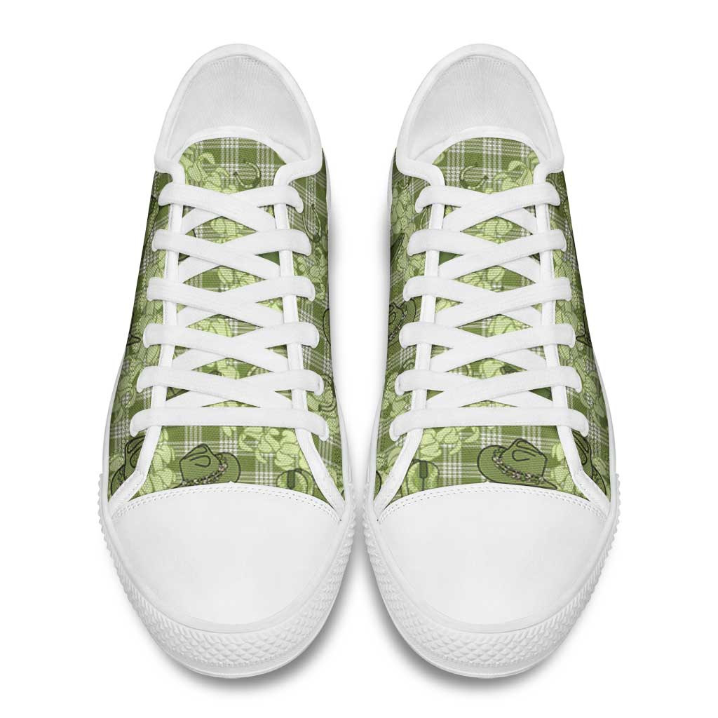 Lime Palaka Hawaii Cowboy Low Top Shoes Puakenikeni Lei Paniolo Papale Seamless Vibes LT14 - Polynesian Pride