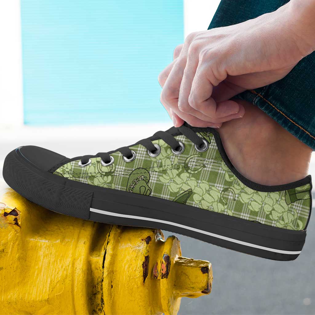 Lime Palaka Hawaii Cowboy Low Top Shoes Puakenikeni Lei Paniolo Papale Seamless Vibes LT14 - Polynesian Pride