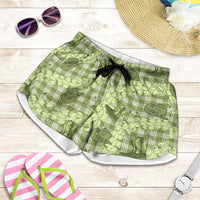 Lime Palaka Hawaii Cowboy Shorts for Women Puakenikeni Lei Paniolo Papale Seamless Vibes LT14 Lime - Polynesian Pride