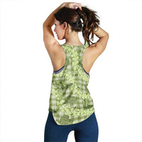 Lime Palaka Hawaii Cowboy Women Racerback Tank Puakenikeni Lei Paniolo Papale Seamless Vibes LT14 - Polynesian Pride