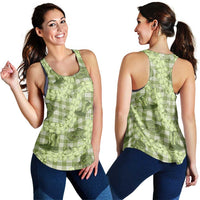 Lime Palaka Hawaii Cowboy Women Racerback Tank Puakenikeni Lei Paniolo Papale Seamless Vibes LT14 - Polynesian Pride