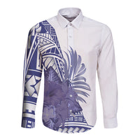 White Family Matching Outfits - Hawaii Flowers Off Shoulder Long Sleeve Dress and Shirt Family Set - Polynesian Pride