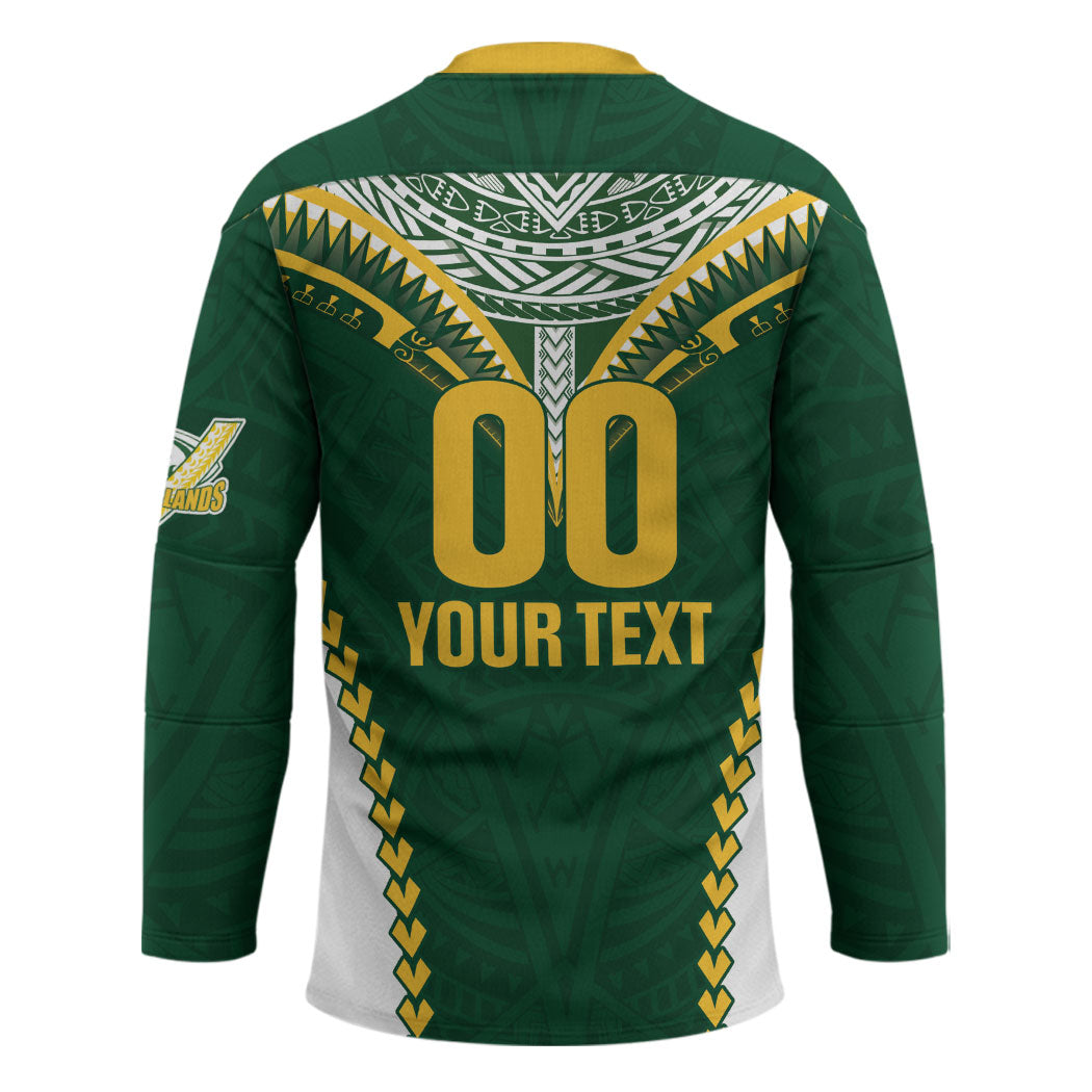 Custom Rugby League Cook Islands Hockey Jersey Tribal Pattern Green Version LT01 - Polynesian Pride