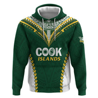 Custom Rugby League Cook Islands Hoodie Tribal Pattern Green Version LT01 Pullover Hoodie Green - Polynesian Pride