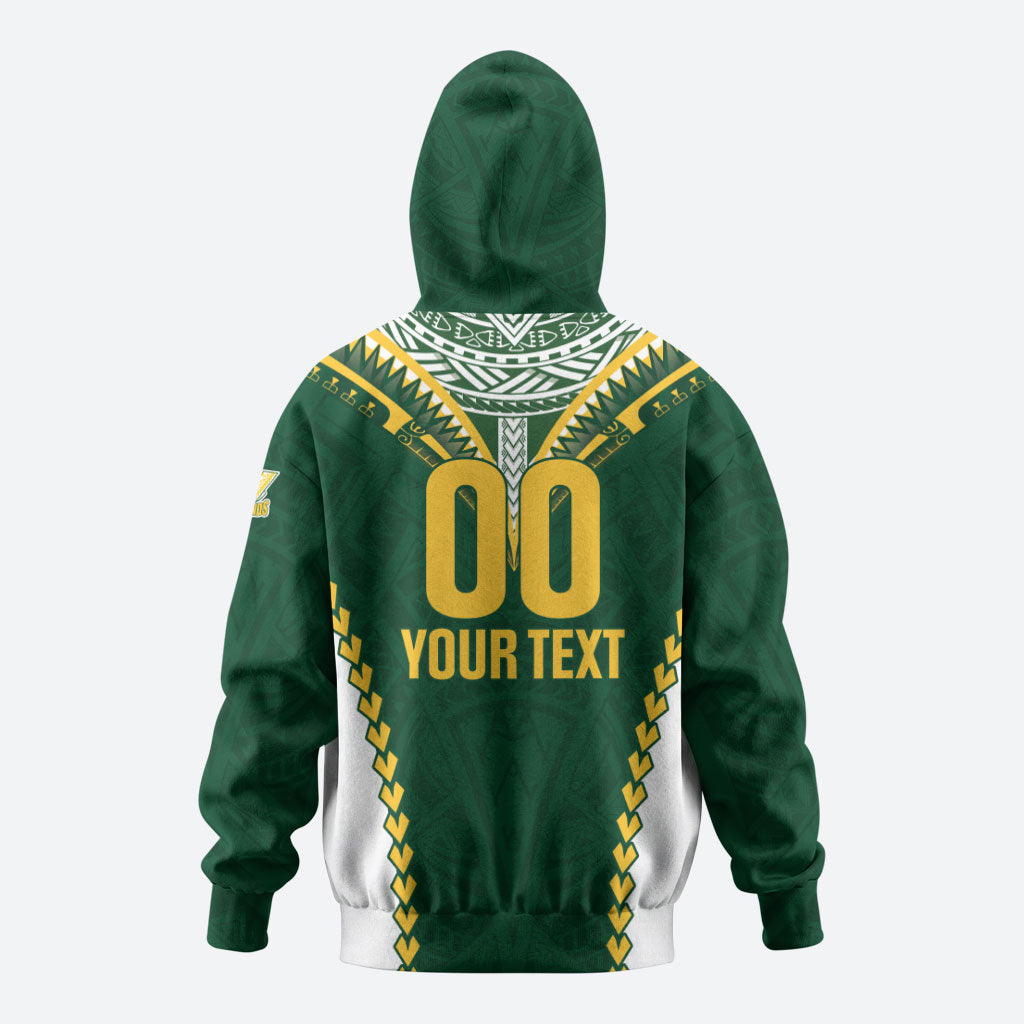 Custom Rugby League Cook Islands Hoodie Tribal Pattern Green Version LT01 - Polynesian Pride