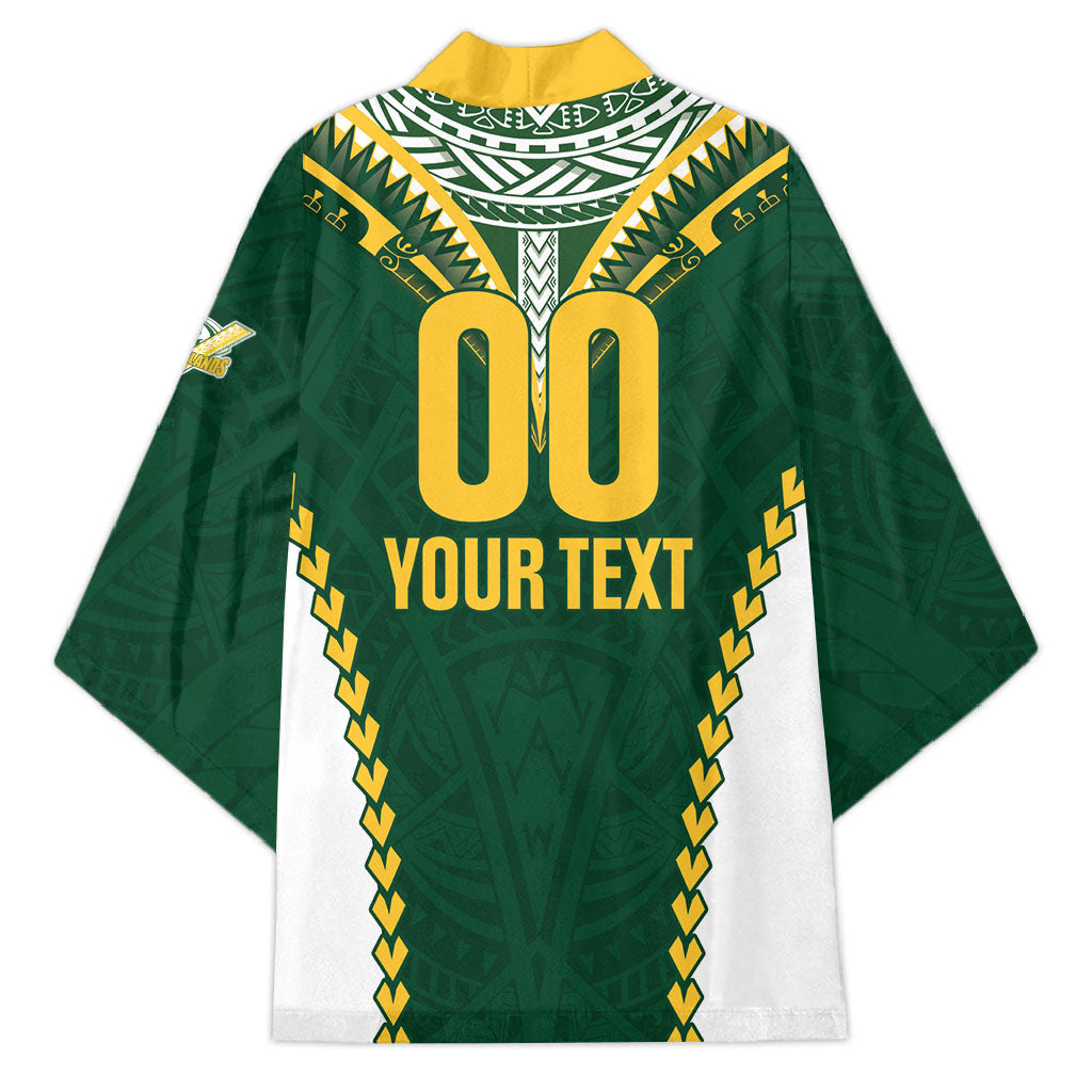 Custom Rugby League Cook Islands Kimono Tribal Pattern Green Version LT01 - Polynesian Pride