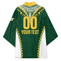 Custom Rugby League Cook Islands Kimono Tribal Pattern Green Version LT01 - Polynesian Pride