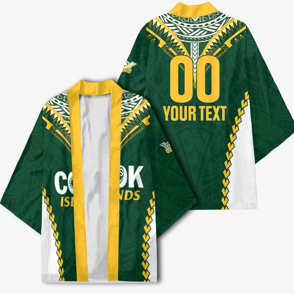 Custom Rugby League Cook Islands Kimono Tribal Pattern Green Version LT01 - Polynesian Pride