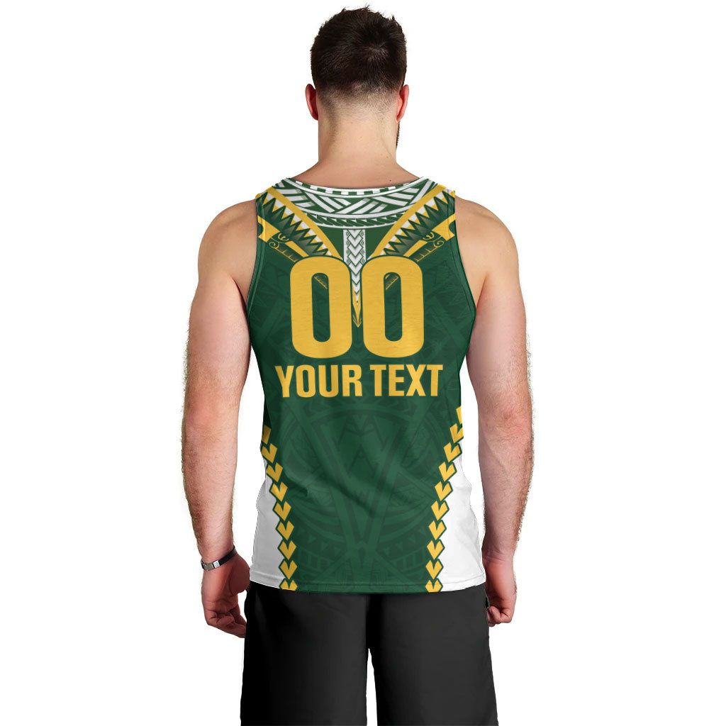 Custom Rugby League Cook Islands Men Tank Top Tribal Pattern Green Version LT01 - Polynesian Pride