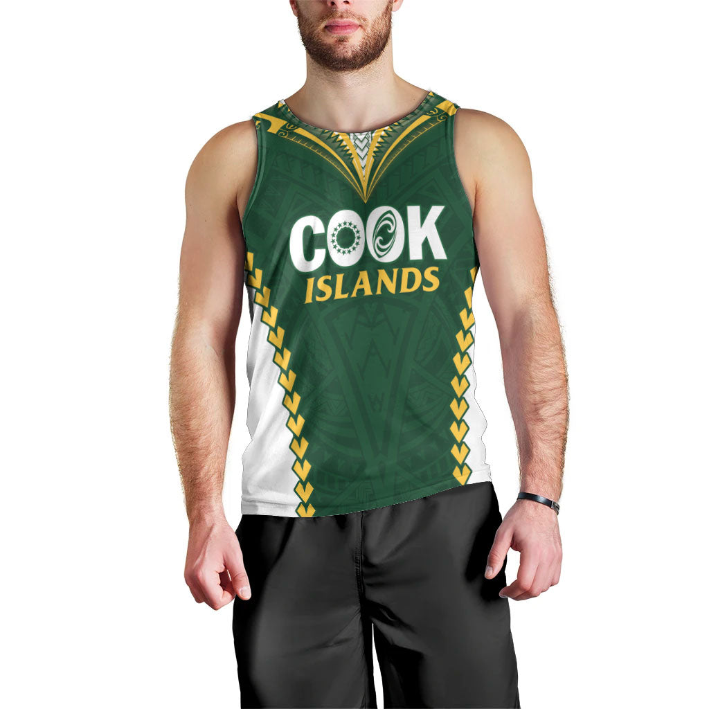 Custom Rugby League Cook Islands Men Tank Top Tribal Pattern Green Version LT01 - Polynesian Pride