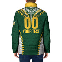 Custom Rugby League Cook Islands Padded Jacket Tribal Pattern Green Version LT01 - Polynesian Pride