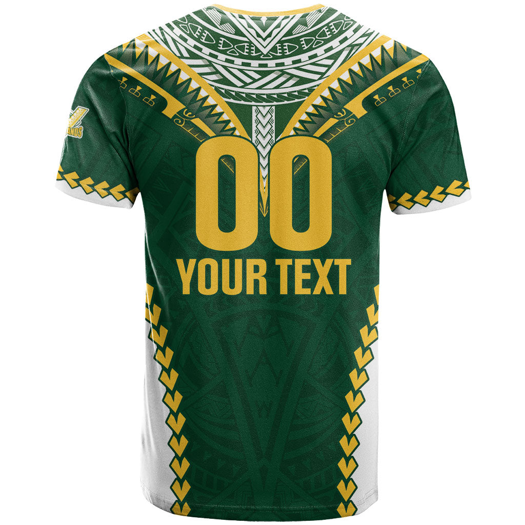 Custom Rugby League Cook Islands T Shirt Tribal Pattern Green Version LT01 - Polynesian Pride