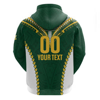 Custom Rugby League Cook Islands Zip Hoodie Tribal Pattern Green Version LT01 - Polynesian Pride