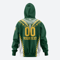 Custom Rugby League Cook Islands Zip Hoodie Tribal Pattern Green Version LT01 - Polynesian Pride