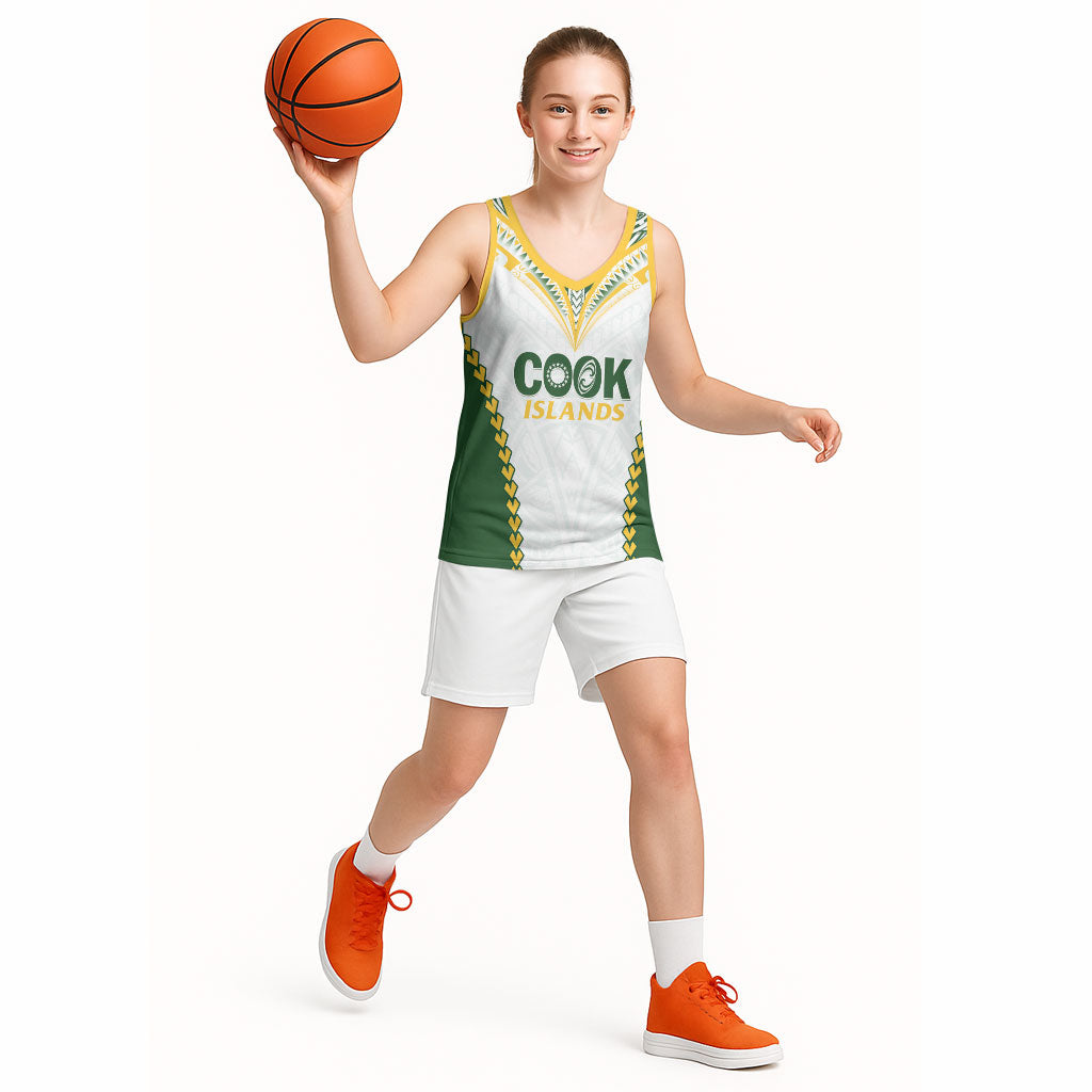 Custom Rugby League Cook Islands Basketball Jersey Tribal Pattern White Version LT01 - Polynesian Pride