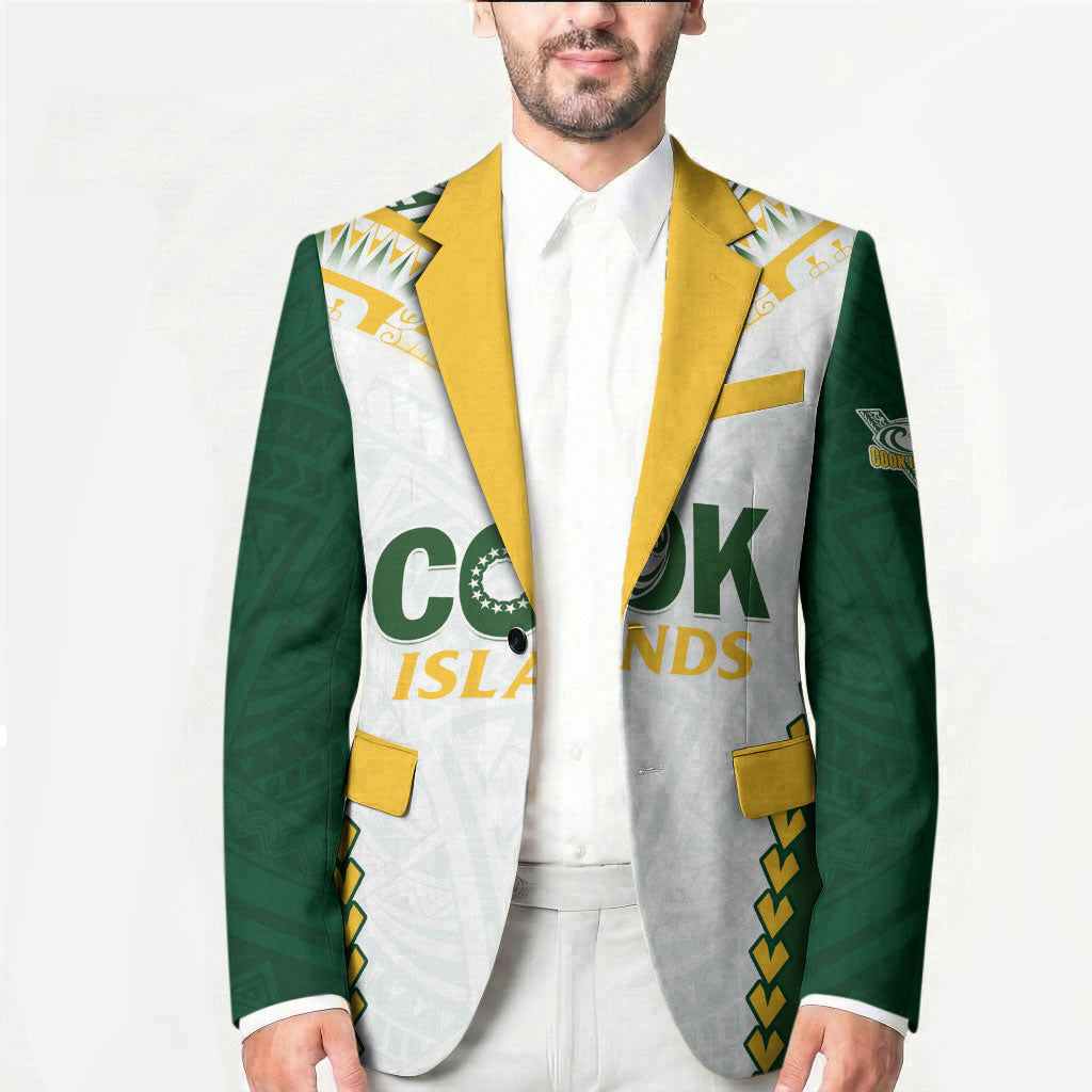 Custom Rugby League Cook Islands Blazer Tribal Pattern White Version LT01 - Polynesian Pride