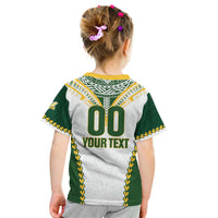 Custom Rugby League Cook Islands Kid T Shirt Tribal Pattern White Version LT01 - Polynesian Pride