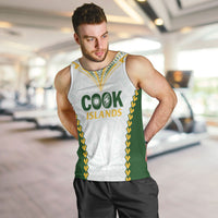 Custom Rugby League Cook Islands Men Tank Top Tribal Pattern White Version LT01 White - Polynesian Pride