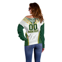 Custom Rugby League Cook Islands Off Shoulder Sweater Tribal Pattern White Version LT01 - Polynesian Pride