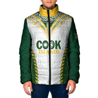 Custom Rugby League Cook Islands Padded Jacket Tribal Pattern White Version LT01 Men White - Polynesian Pride