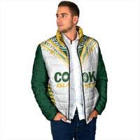 Custom Rugby League Cook Islands Padded Jacket Tribal Pattern White Version LT01 - Polynesian Pride