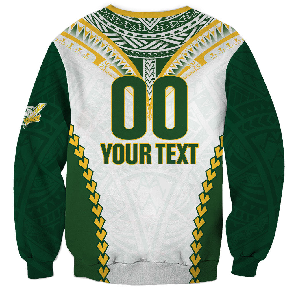 Custom Rugby League Cook Islands Sweatshirt Tribal Pattern White Version LT01 - Polynesian Pride