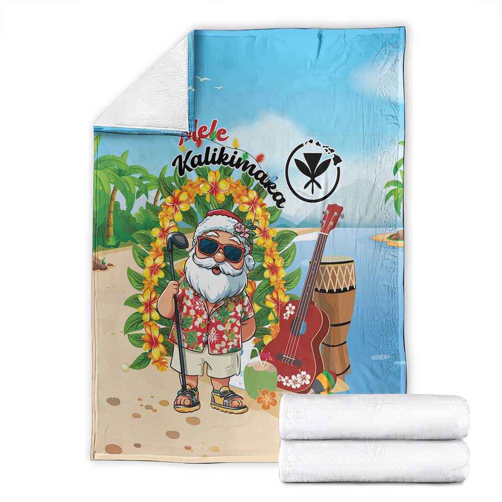 Hawaii Golf Christmas Blanket Mele Kalikimaka Funny Golfer Santa - Polynesian Pride