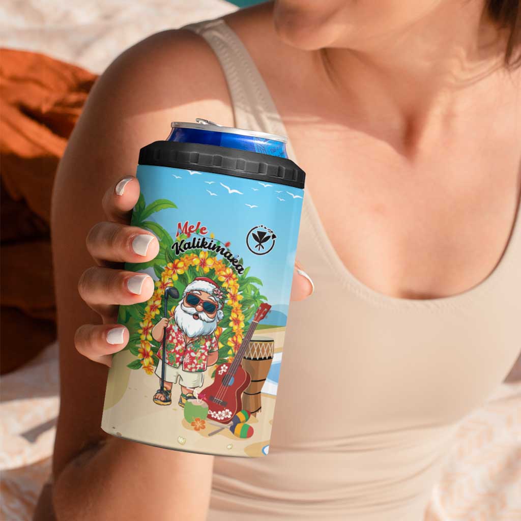 Personalized Hawaii Golf Christmas 4 in 1 Can Cooler Tumbler Mele Kalikimaka Funny Golfer Santa - Polynesian Pride