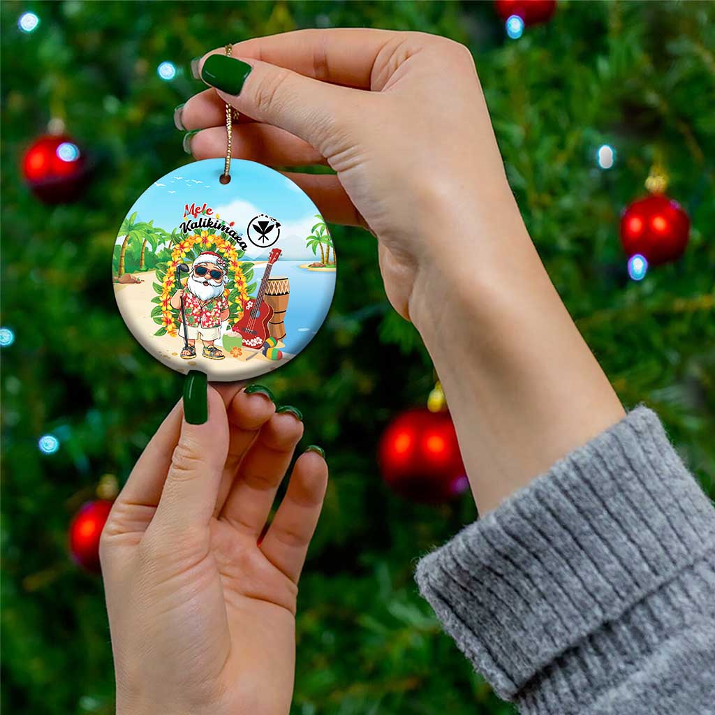 Hawaii Golf Christmas Ceramic Ornament Mele Kalikimaka Funny Golfer Santa - Polynesian Pride
