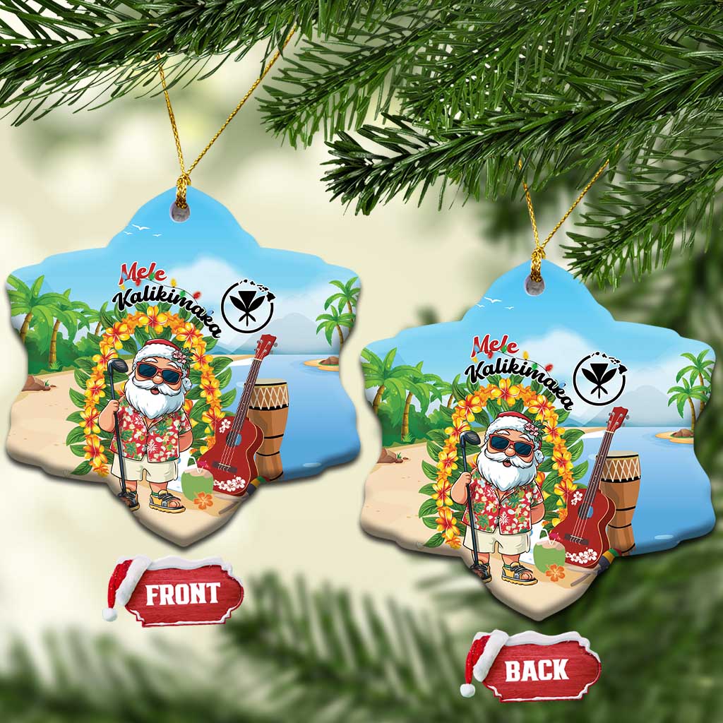 Hawaii Golf Christmas Ceramic Ornament Mele Kalikimaka Funny Golfer Santa - Polynesian Pride