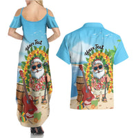 Personalized Hawaii Golf Christmas Couples Matching Summer Maxi Dress and Hawaiian Shirt Mele Kalikimaka Funny Golfer Santa LT01 - Polynesian Pride