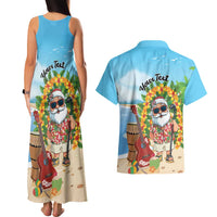Personalized Hawaii Golf Christmas Couples Matching Tank Maxi Dress and Hawaiian Shirt Mele Kalikimaka Funny Golfer Santa LT01 - Polynesian Pride