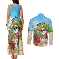 Personalized Hawaii Golf Christmas Couples Matching Tank Maxi Dress and Long Sleeve Button Shirt Mele Kalikimaka Funny Golfer Santa LT01 - Polynesian Pride