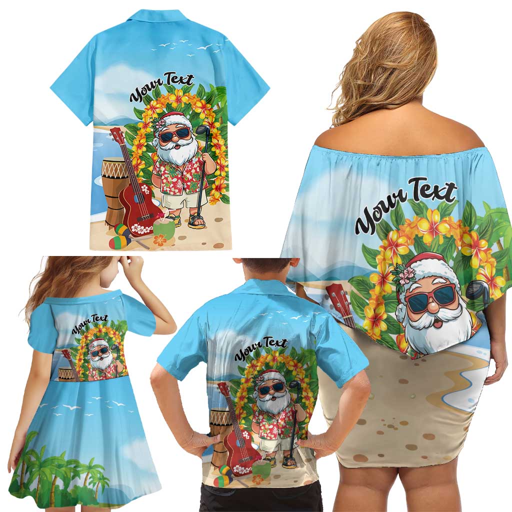 Personalized Hawaii Golf Christmas Family Matching Off Shoulder Short Dress and Hawaiian Shirt Mele Kalikimaka Funny Golfer Santa LT01 - Polynesian Pride