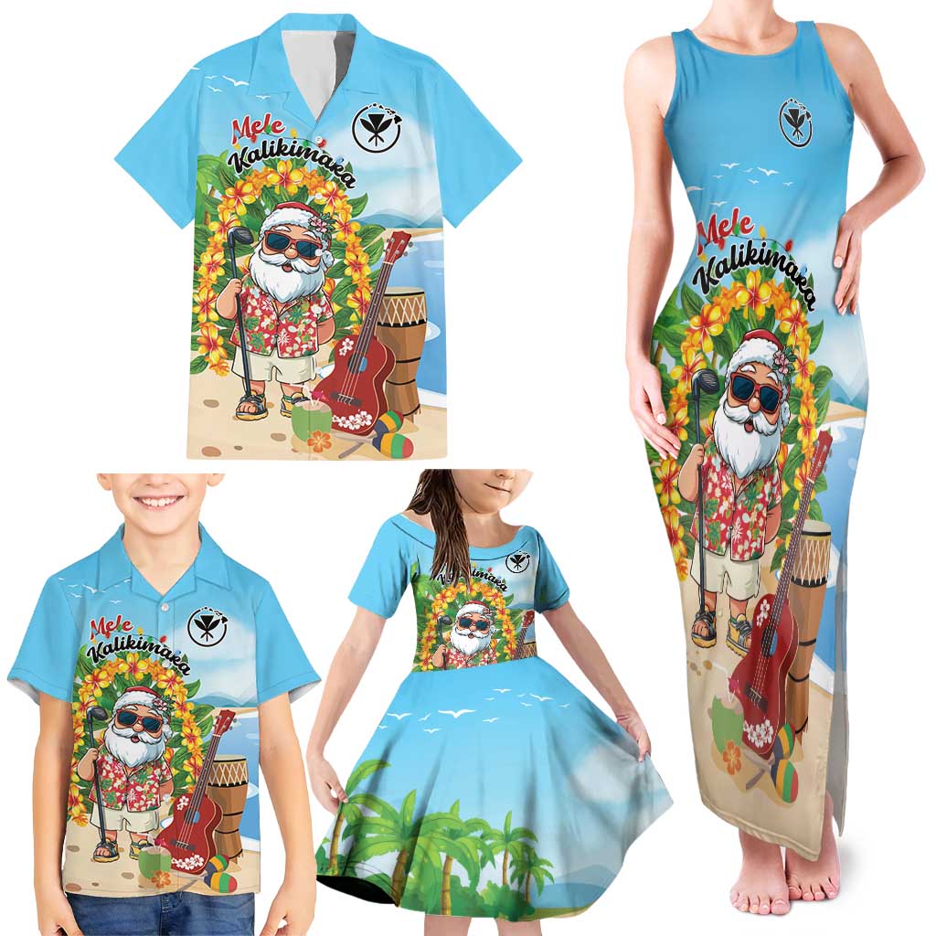 Personalized Hawaii Golf Christmas Family Matching Tank Maxi Dress and Hawaiian Shirt Mele Kalikimaka Funny Golfer Santa - Polynesian Pride