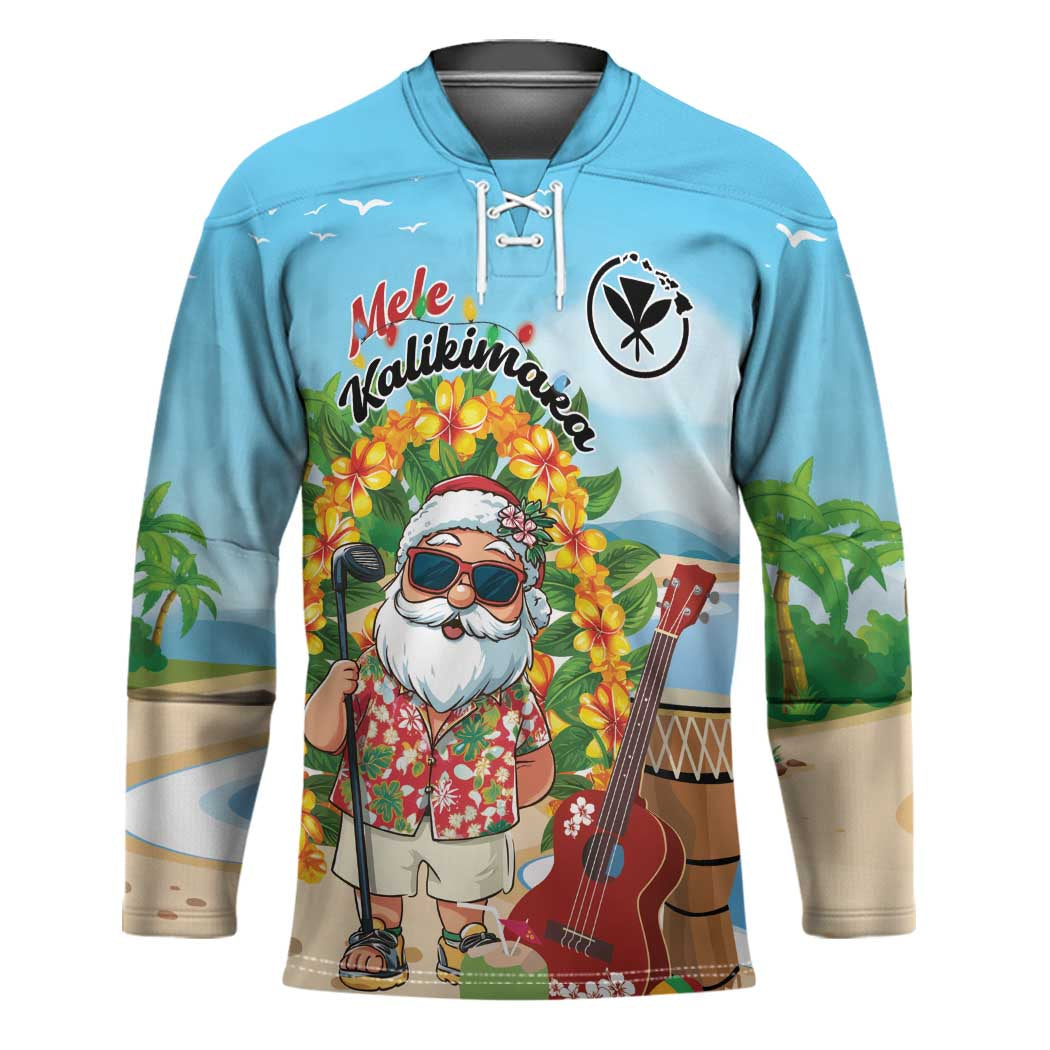 Personalized Hawaii Golf Christmas Hockey Jersey Mele Kalikimaka Funny Golfer Santa - Polynesian Pride