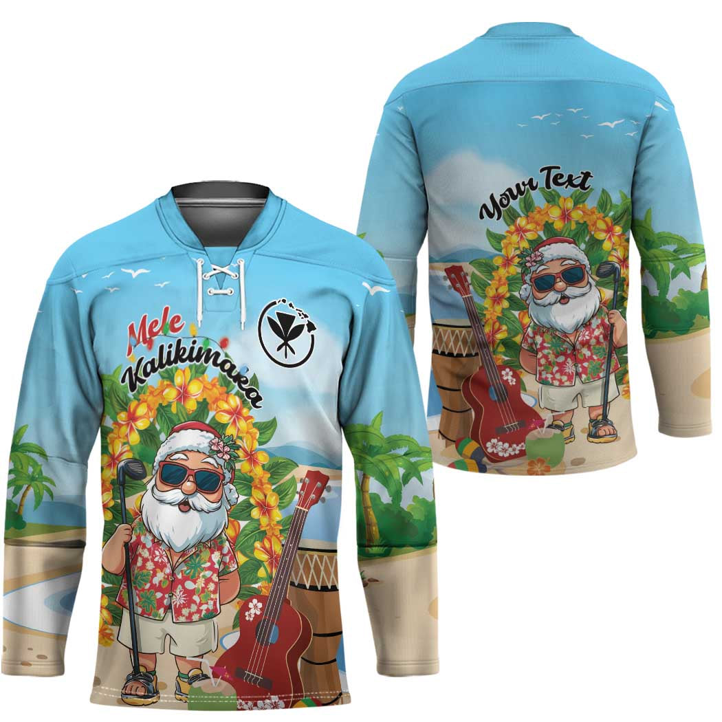 Personalized Hawaii Golf Christmas Hockey Jersey Mele Kalikimaka Funny Golfer Santa - Polynesian Pride