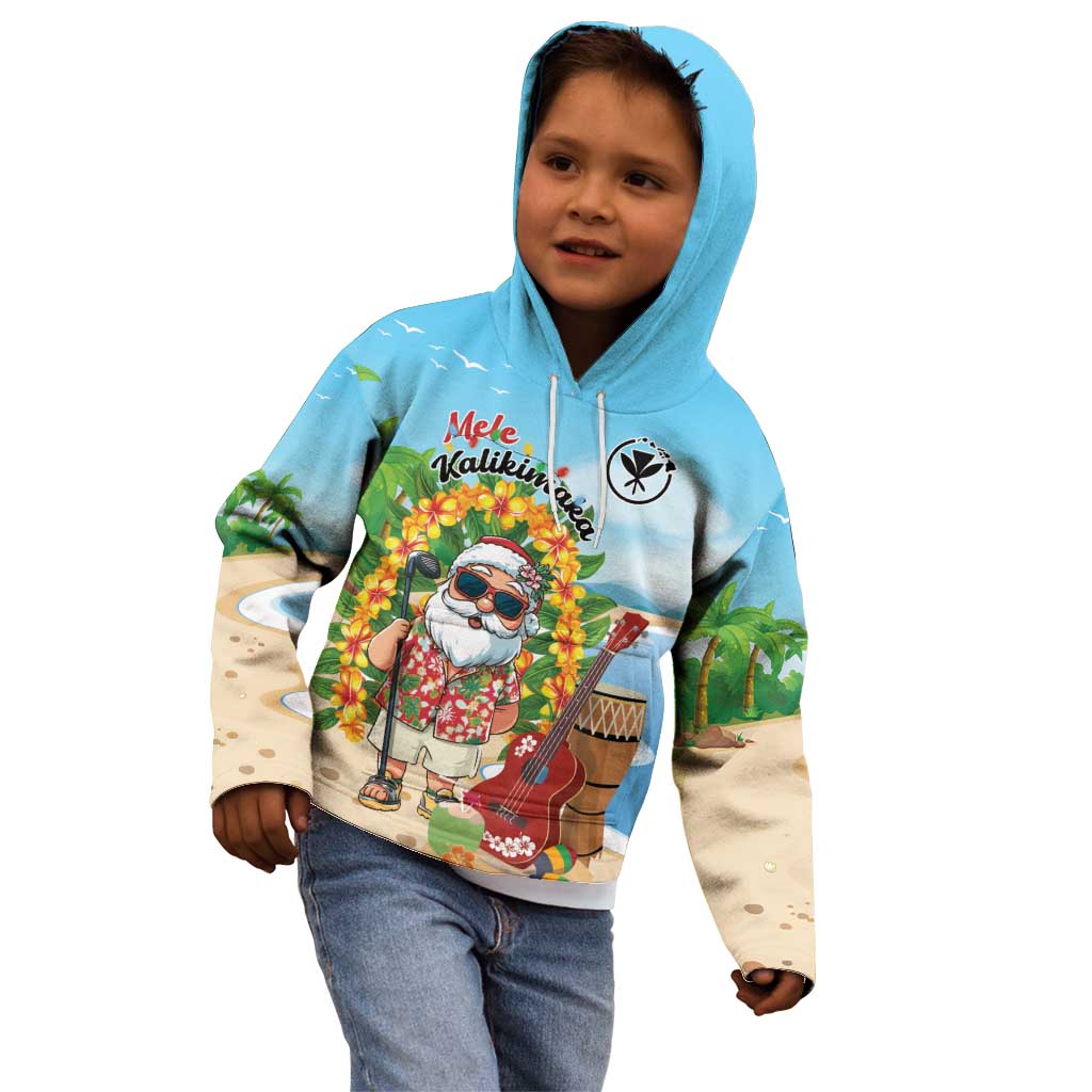 Personalized Hawaii Golf Christmas Kid Hoodie Mele Kalikimaka Funny Golfer Santa - Polynesian Pride